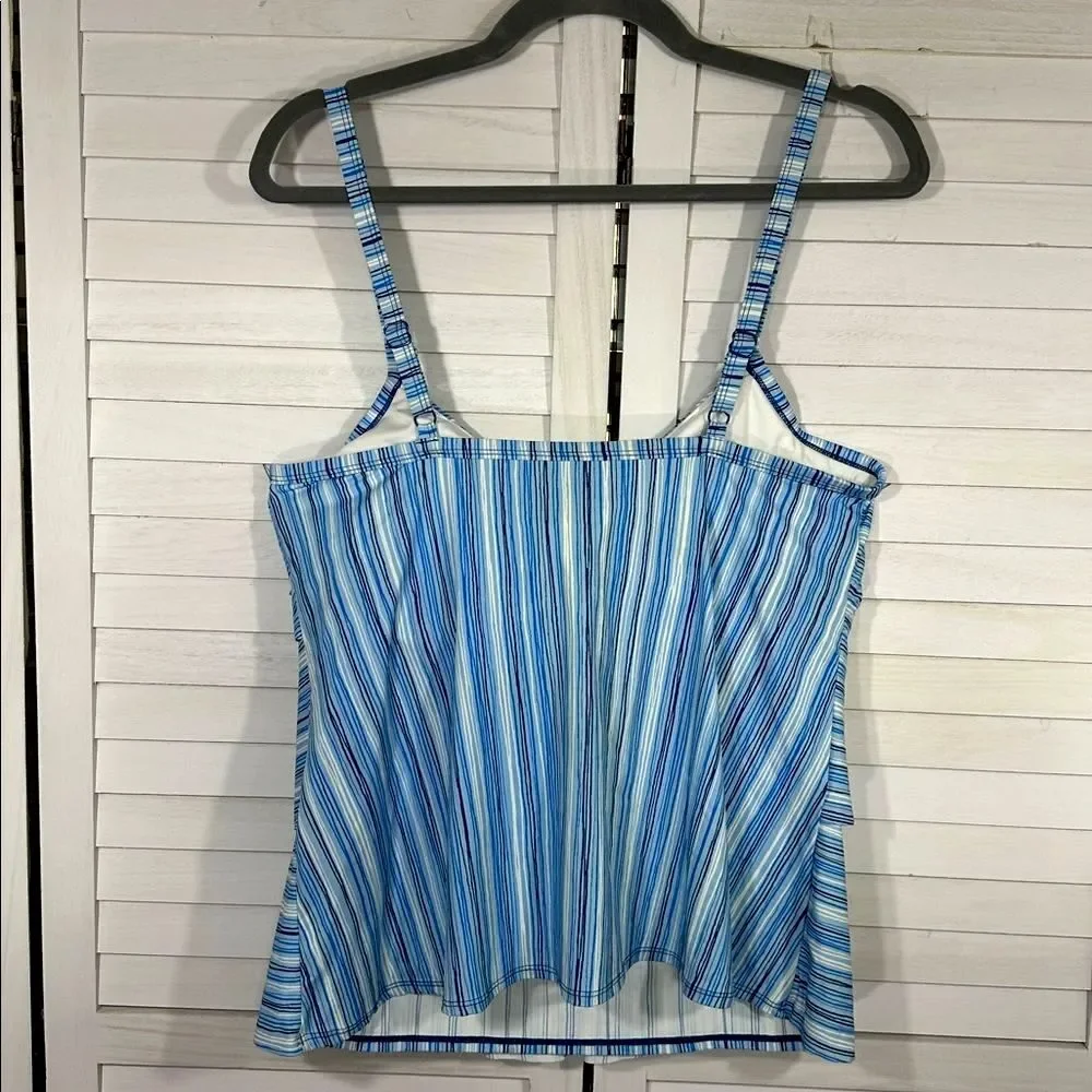 Beach House Blue Striped Tankini Size 16 NWT